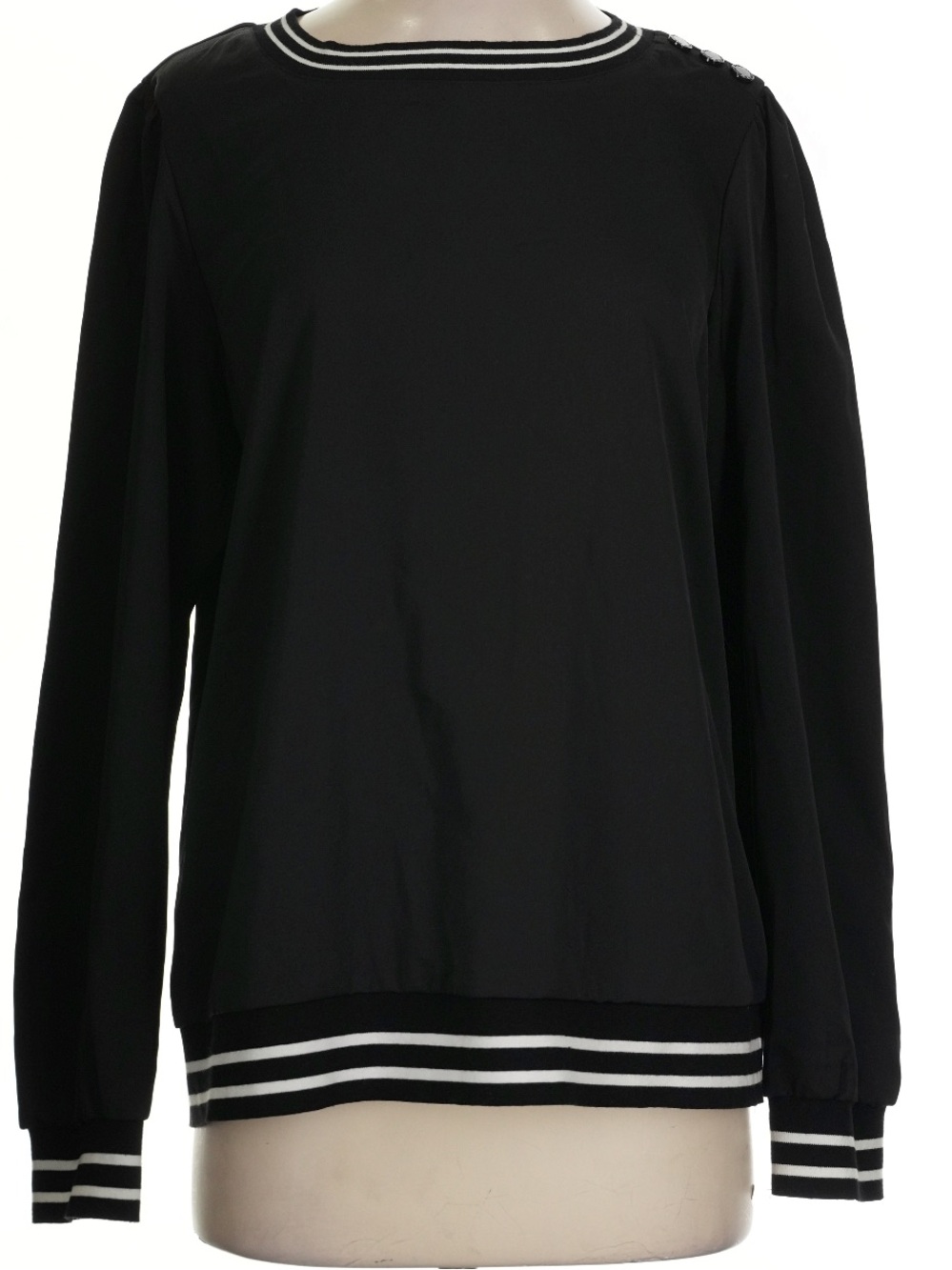 Karl Lagerfeld Black Sweatshirt with White Stripe Trim